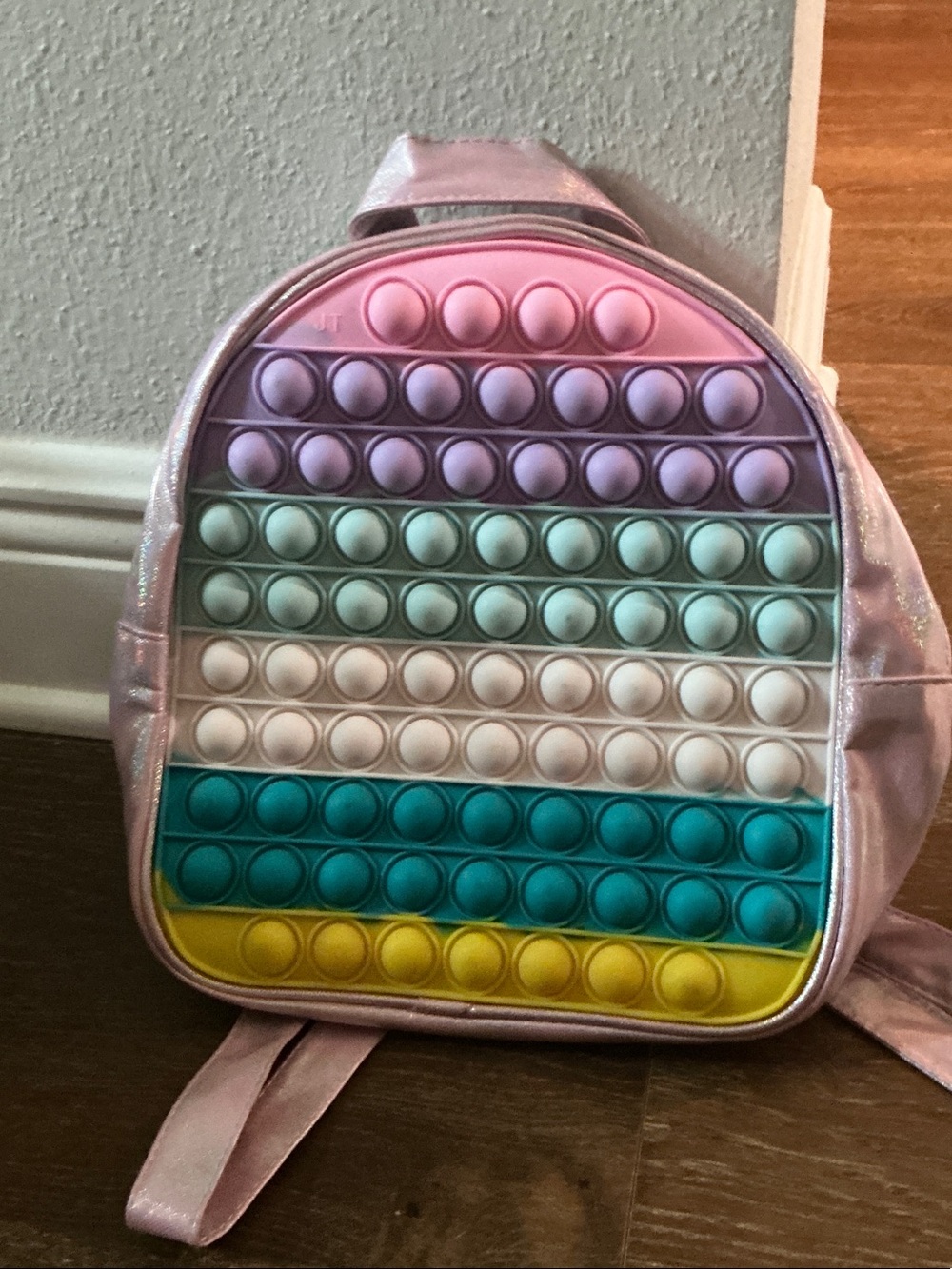 Kids Pink Pastel Rainbow Pop-It Backpack - Sensory Fidget Bag